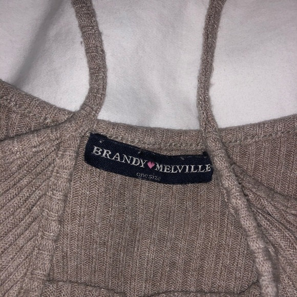 Ribbed Tan Brandy Melville Crop Tank - Picture 2 of 2